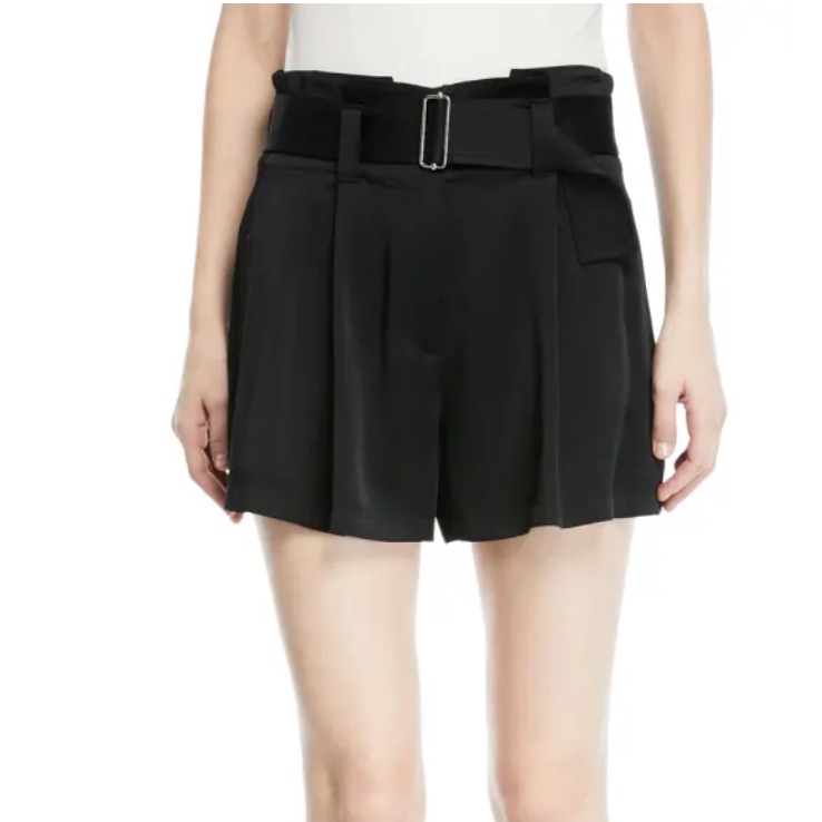 Nwot A.L.C. Black Deliah High-Waist Drapey Satin Shorts, Size 4